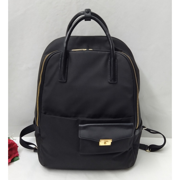 Tumi Black Nylon Leather Trim Zipper Closure Double Top Handles Backpack main image 4